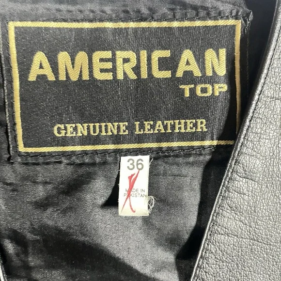 HARLEY-DAVIDSON American Top Genuine Leather Vest Size 36 Black Motorcycle Biker - Picture 4 of 14